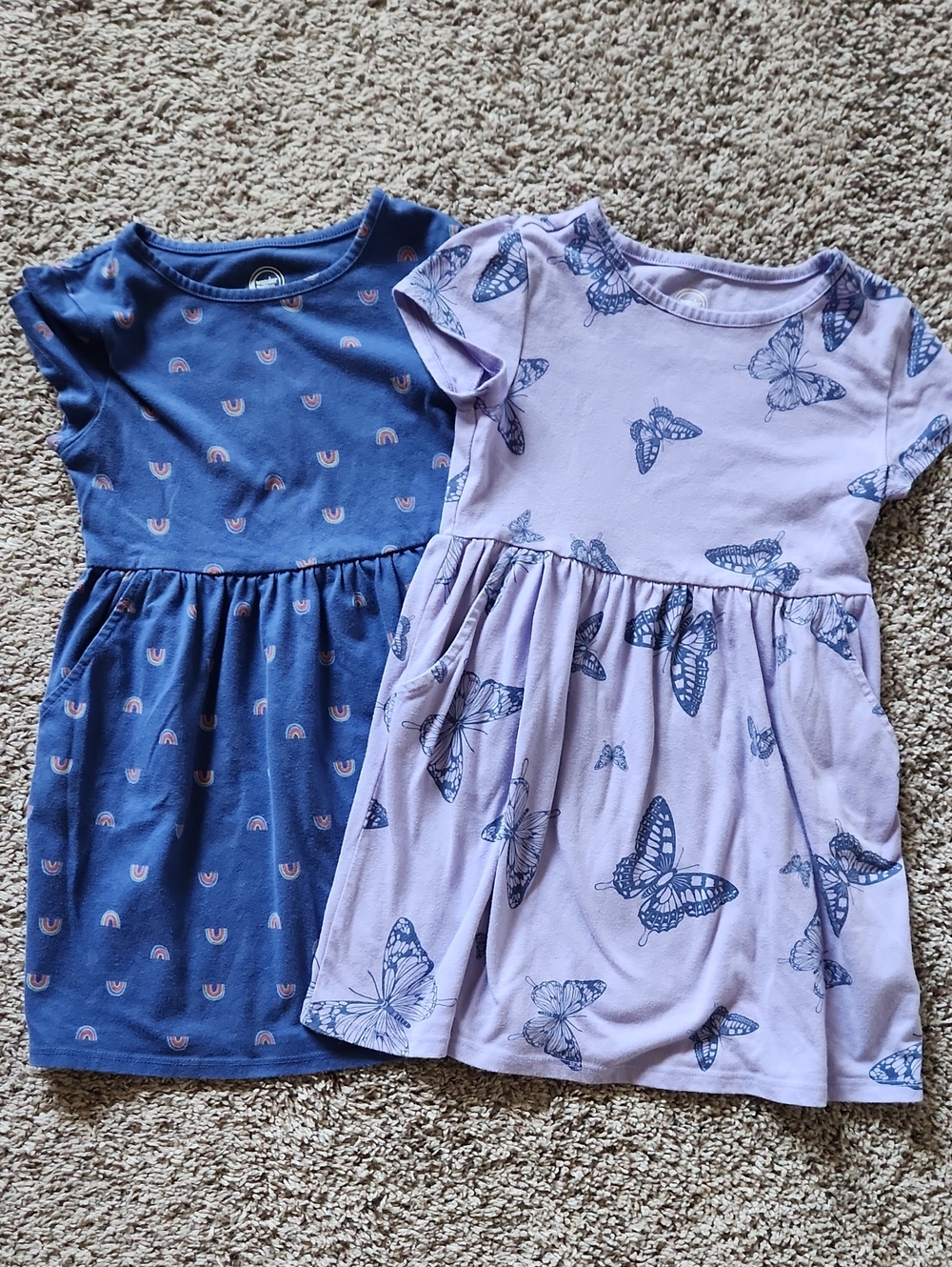 wonder nation Blue Rainbow & Lavender Butterfly Knit Dresses